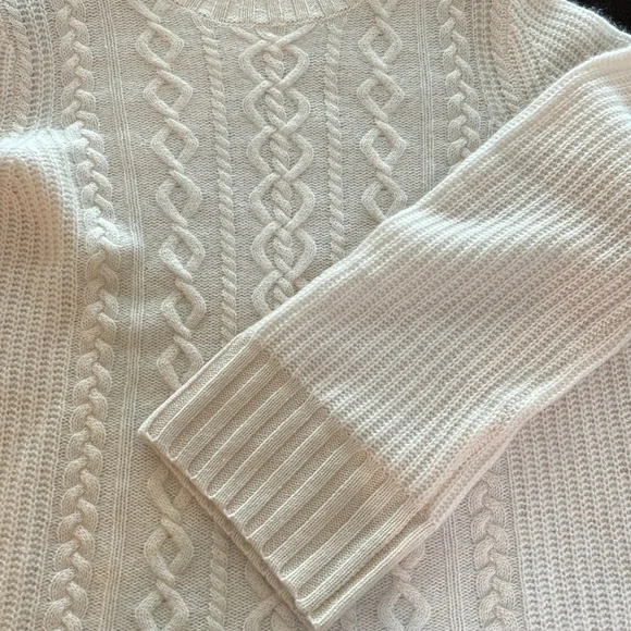White + Warren Cream Cable Knit Sweater - Picture 7 of 7